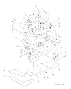 Deck Assembly 48-Inch Diagram and Parts List for H1748 55AI4HPS750-WAM Cub Cadet Lawn Mower